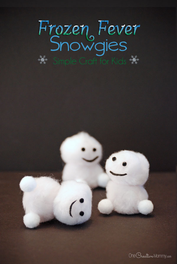 Quick and Easy Snowgies Craft for Kids inspired by Frozen Fever! {Soon your house will be covered with these adorable baby snowmen!} Tutorial on OneCreativeMommy.com