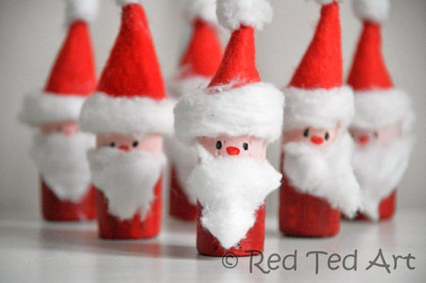 Easy Santa Corks Ornaments (& Santa Bowling) from Red Ted Art {Featured in 25 Amazing Santa Claus Christmas Crafts on OneCreativeMommy.com}