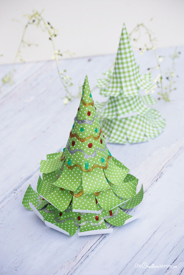 Amazing Paper Christmas Tree Crafts! {OneCreativeMommy.com} These are so perfect to make with the kids over Christmas break! #sponsored