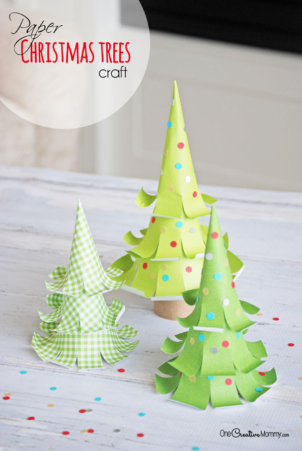 Amazing Paper Christmas Tree Crafts! {OneCreativeMommy.com} These are such cute Christmas decorations! #sponsored