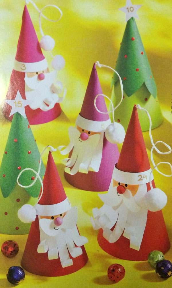Cute Cone Santas and Christmas Trees from Preschool Activities {Featured in 25 Amazing Santa Claus Christmas Crafts on OneCreativeMommy.com}