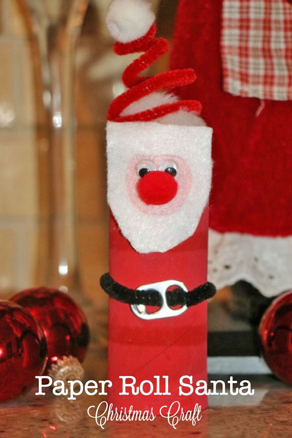 Paper Roll Santa for Toddlers from Mommy's Bundle {Featured in 25 Amazing Santa Claus Christmas Crafts on OneCreativeMommy.com}