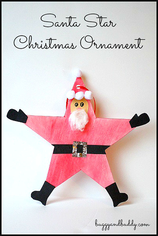 Santa Star Christmas Ornament from Buggy and Buddy {Featured in 25 Amazing Santa Claus Christmas Crafts on OneCreativeMommy.com}