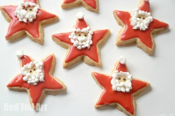 Santa Star Cookies from Red Ted Art {Featured in 25 Amazing Santa Claus Christmas Crafts on OneCreativeMommy.com}